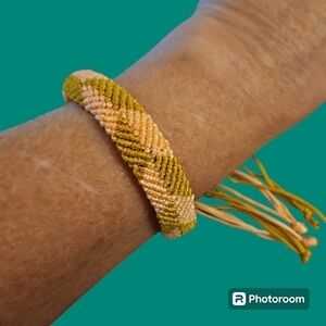 3/$30 HANDMADE Pink and Tan Macrame Bracelet